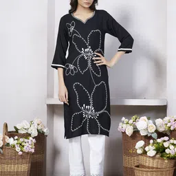 Peach Petals Floral Embroidered Pure Cotton Kurta-picture-43