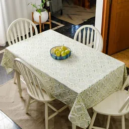 The Yard House Blue & White Printed Anti-Slip Cotton Rectangle 4-Seater Table Cover-image-54