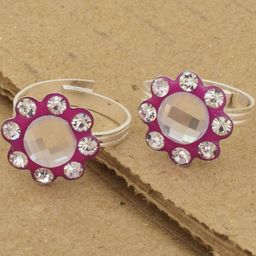 MEMOIR Silver plated Rani Pink colour Meenakari White CZ stylish foot ring toering Bichiya-image-97