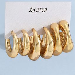Jewels Galaxy Contemporary Half Hoop Earrings-image-47