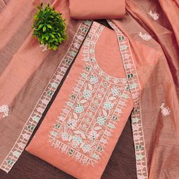 LeeliPeeri Designer Geometric Embroidered Chanderi Cotton Unstitched Dress Material-picture-32