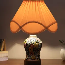 Aura Off White Frustum Shaped Wooden Table Lamp image 4