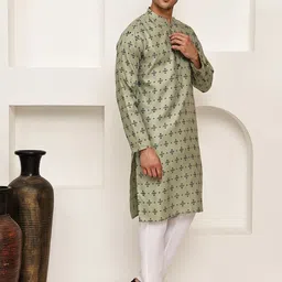 Jompers Men Geometric Printed Kurta with Pyjama image 3