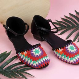 Metro Printed Block Sandals with Buckles-48