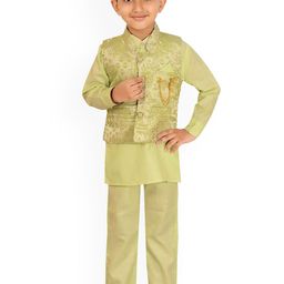 Little Needle Boys Ethnic Motifs Regular Linen Kurta with Trousers-26