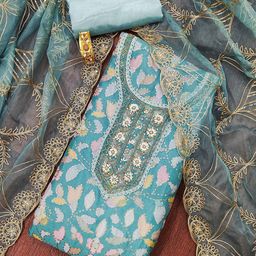 SAINOOR Embroidered Organza Semi-Stitched Dress Material-image-82