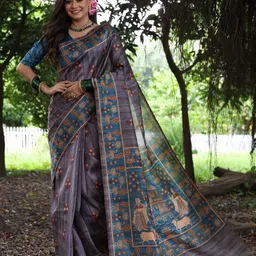 Pandadi Saree Ethnic Motifs Printed Tussar Sarees-picture-11