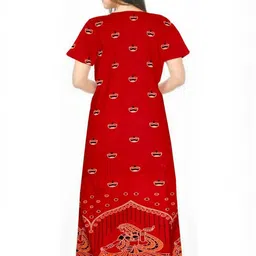 AAKARSHANA CREATION Red Pure Cotton Maxi Printed Nightdress-picture-13