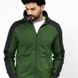 Kalt Men Full Sleeves Zipper Fleece Colourblocked Sweatshirt-image-19