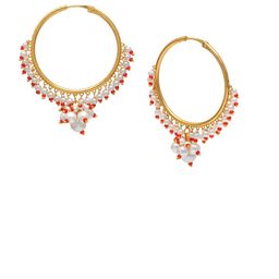 Tanusha Jewels Gold-Plated Pearls Beaded Circular Hoop Earrings image 3