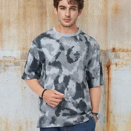 The Roadster Life Co. Men Abstract Printed Relaxed Fit Pure Cotton T-shirt-image-91