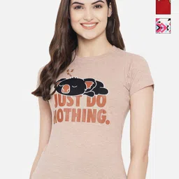 Dreambe Women Pack of 3 Graphic Printed Round Neck Cotton T-shirts-picture-3