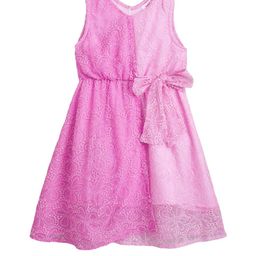 Hopscotch Floral Print Chiffon Fit & Flare Lace Dress-picture-47