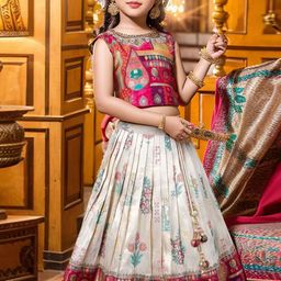 Lagorii Girls Embroidered Beads and Stones Ready to Wear Lehenga &-image-21