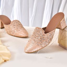 La Fiza Embellished PU Block Mules-15