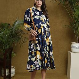 MomToBe Floral Print Puff Sleeve Maternity Fit & Flare Midi Dress-image-19