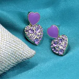 FIMBUL Gold-Plated Heart Shaped Crystal Rhinestone Drop Earrings-33
