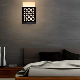 Gojeeva Black Textured Wooden Square Shaped Wall Lamps-35