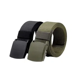 Infispace Men Pack of 2 Casual Slider Buckle Belt-78