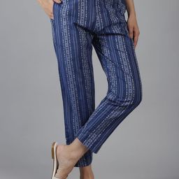 CORSICA Women Printed Pure Cotton Tailored Cigarette Trousers-image-94