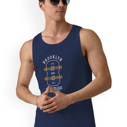 DAB SHARK Printed Round Neck Gym Vests DAB-SHARK-06-NBLU-XS-57