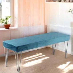 Ikiriya Belmont Turquoise Blue Sheesham Wood Accent 3-Seater Bench With Metal Legs-image-11