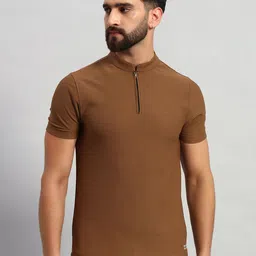 ATICX Men Brand Logo Mandarin Collar Antimicrobial Slim Fit T-shirt-picture-19