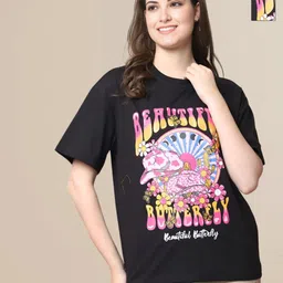 Mast & Harbour Pack Of 2 Graphic Printed Round Neck Short Sleeves Cotton Oversized T-shirt-picture-38
