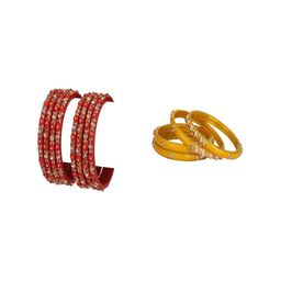 SOMIL Set Of 12 Glass Artificial Stones & Beads Bangles-picture-48