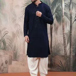 Sangria Sequin Exquisite Chikankari Work Kurta-image-74