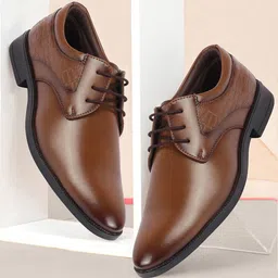 FAUSTO Men Textured Embossed Lace Up Formal Derbys-picture-14