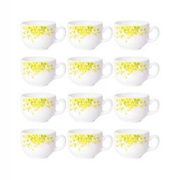 Cello White & Green Floral Printed Opalware Glossy Cups Set of Cups and Mugs image 4