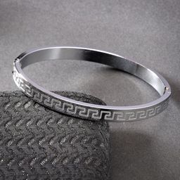 NVR Men Silver-Plated Stainless Steel Kada Bracelet-image-15