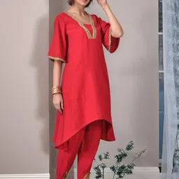 Women Solid Ethnic Kurta with Dhoti Pant-43