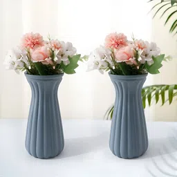 UMAI 2Pcs Blue Textured Glass Vases-53