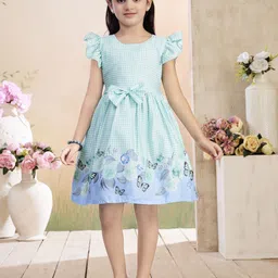 BAESD Girls Checked Flared Sleeve Fit & Flare Dress-picture-28