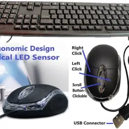 ANJO Wired USB Keyboard-Wired LED Mouse-Non Slip Mouse Pad-2.0 USB Hub-OTG Type C-LED Combo Set image 3