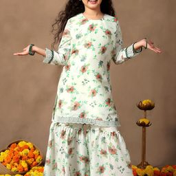 Sangria Girls Floral Printed Straight Kurta & Sharara-image-51