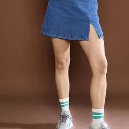SASSAFRAS Denim Front Slit Skorts-22