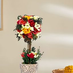 Cortina Red 1 Pieces Rose Artificial Plant With Pot-5