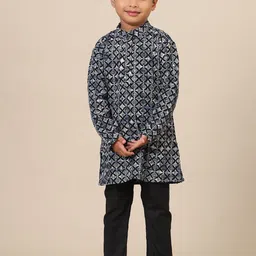 Stuffie Land Boys Embroidered Regular Pure Cotton Straight Kurta with Pyjamas-18