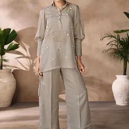 Fusionic Embroidered Top & Palazzo With Shirt Co-Ords-picture-50