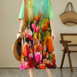 JC Mode Floral Printed Flared Sleeves A-Line Dress-image-40