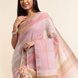 DIVASTRI Striped Zari Pure Linen Chettinad Saree-picture-3