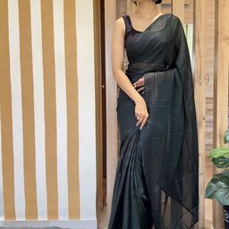 Rangtulika Ethnics Striped Poly Georgette Ready to Wear Saree-image-74