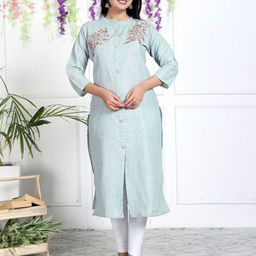 ASANSHI Floral Embroidered Cotton Straight Kurta-picture-47
