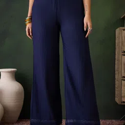 Sangria Embroidered Mid-Rise Parallel Trousers-image-94