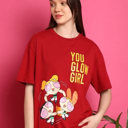 Dreambe Women Supergirl Graphic Printed Round Neck Cotton Oversized T-shirt-image-29