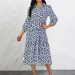 Sugathari Women Geometric Printed A-Line Midi Dress-picture-12