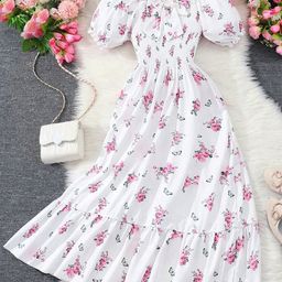 YK Floral Print Fit & Flare Maxi Dress-image-75